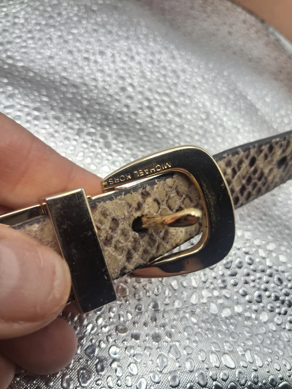 Michael Kors Brown Textured Women's Belt with Gold Buckle